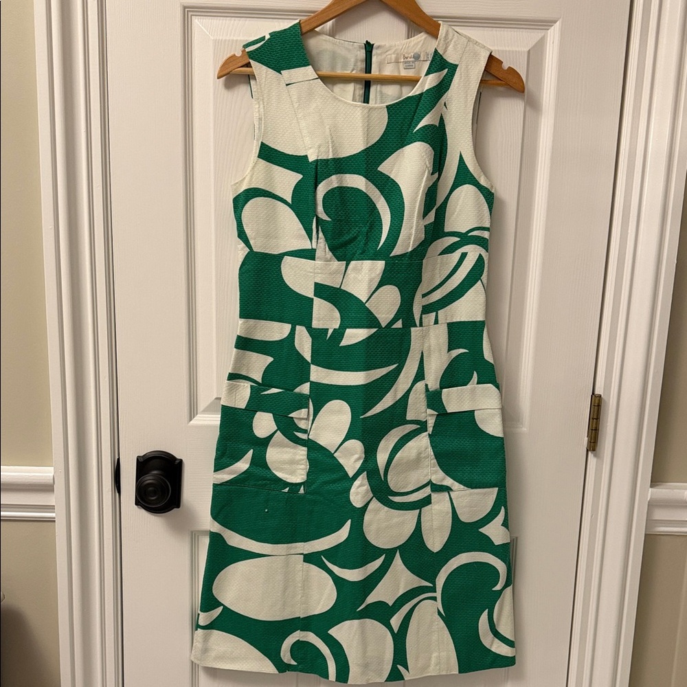 Boden Green and Cream Patterned Mini Dress